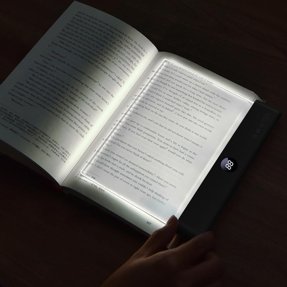 📘 Rechargeable Flat Book Light – Clear LED Reading Lamp with 3 Colors & Timer