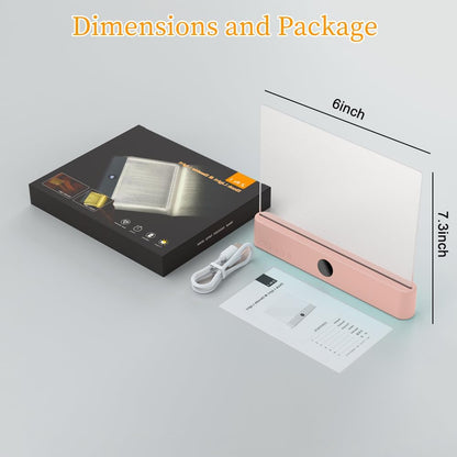 📘 Rechargeable Flat Book Light – Clear LED Reading Lamp with 3 Colors & Timer