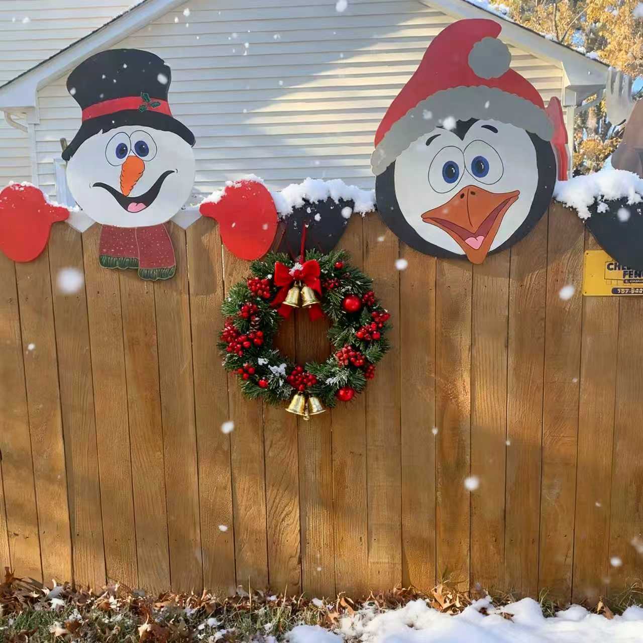 🎄Christmas Sale!-Only$9.99!! Christmas Fence Peeker Outdoor Decor 🎅