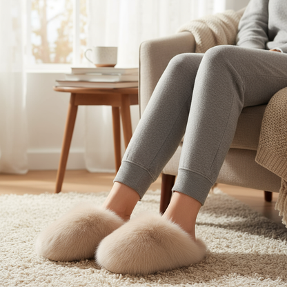 Fluffy Plush Closed-Toe Slippers – Stay Warm, Soft & Stylish This Fall!