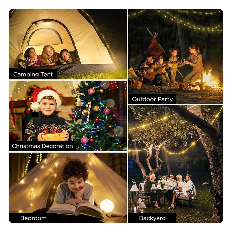 ✨ Portable 4-in-1 Camping Lights – Switchable Warm & Color Lighting for Any Mood!