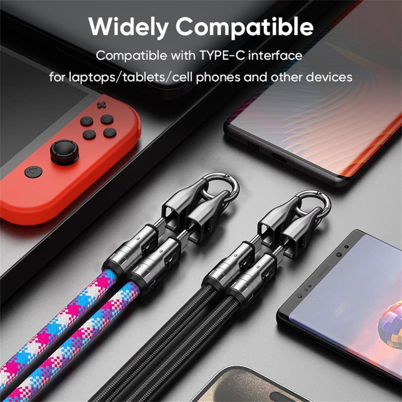 2-in-1 240W Lanyard Charging Cable for USB-C