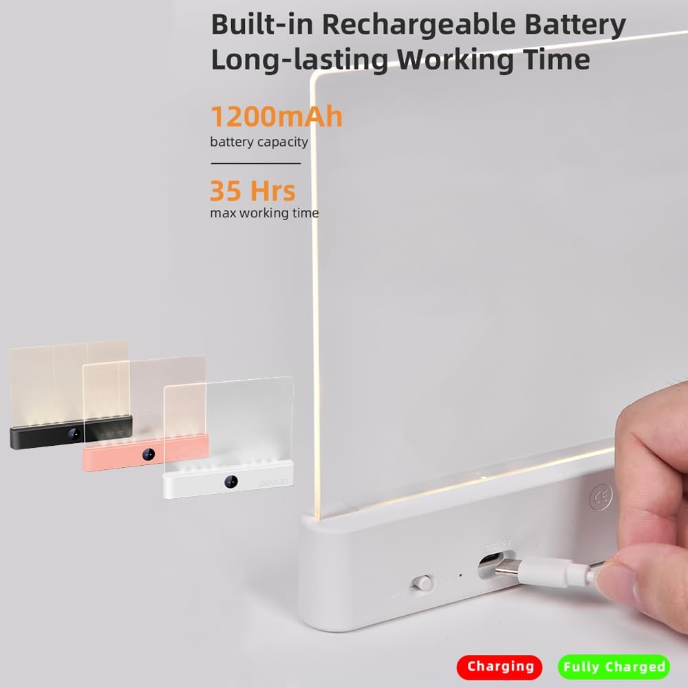 📘 Rechargeable Flat Book Light – Clear LED Reading Lamp with 3 Colors & Timer