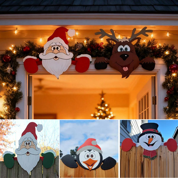 🎄Christmas Sale!-Only$9.99!! Christmas Fence Peeker Outdoor Decor 🎅