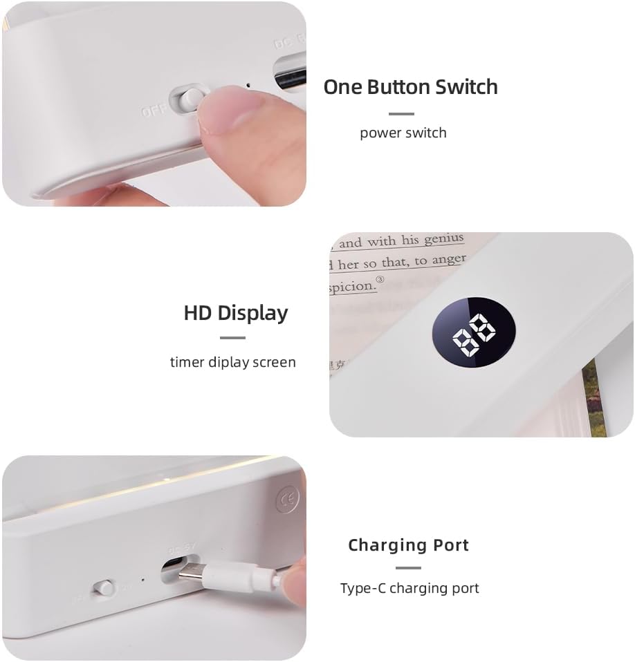 📘 Rechargeable Flat Book Light – Clear LED Reading Lamp with 3 Colors & Timer