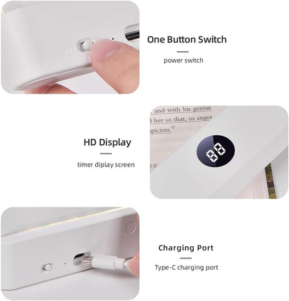 📘 Rechargeable Flat Book Light – Clear LED Reading Lamp with 3 Colors & Timer
