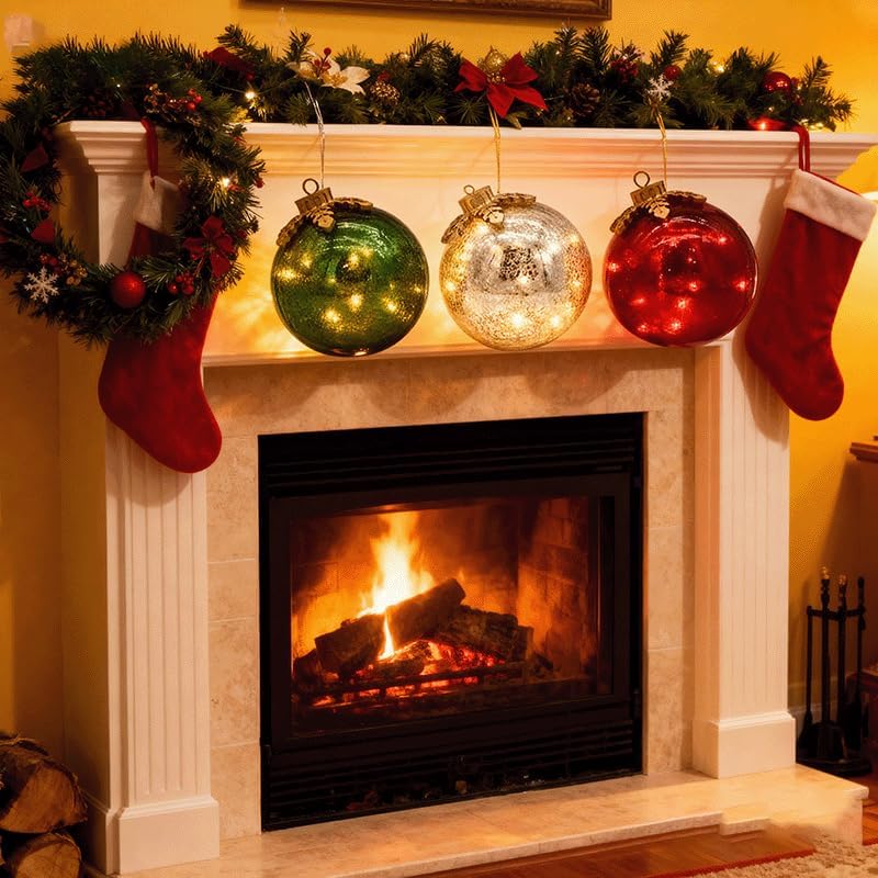 🎅🎄 Glass Tabletop Christmas Ornaments (Set of 3)🔔🎁