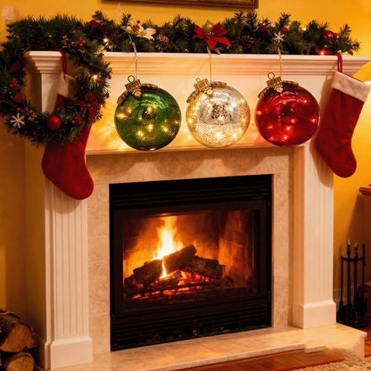 🎅🎄 Glass Tabletop Christmas Ornaments (Set of 3)🔔🎁