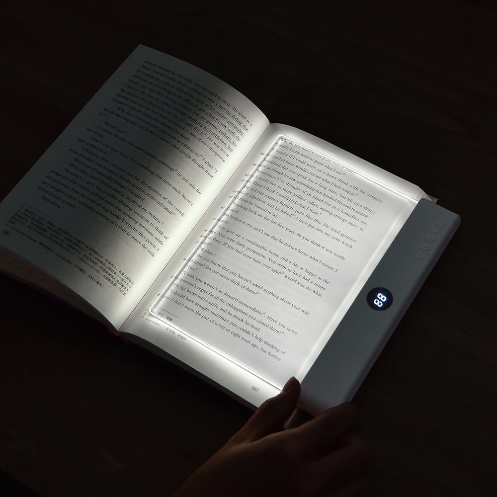 📘 Rechargeable Flat Book Light – Clear LED Reading Lamp with 3 Colors & Timer