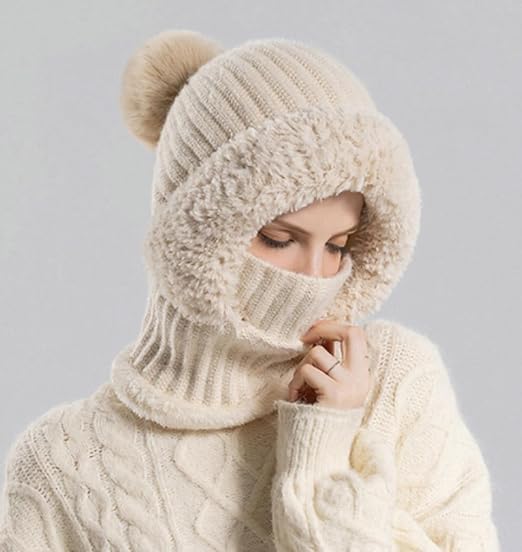 🧣 Women's Knit Beanie Hat Scarf Mask Set — Stay Warm & Stylish This Winter! ❄️