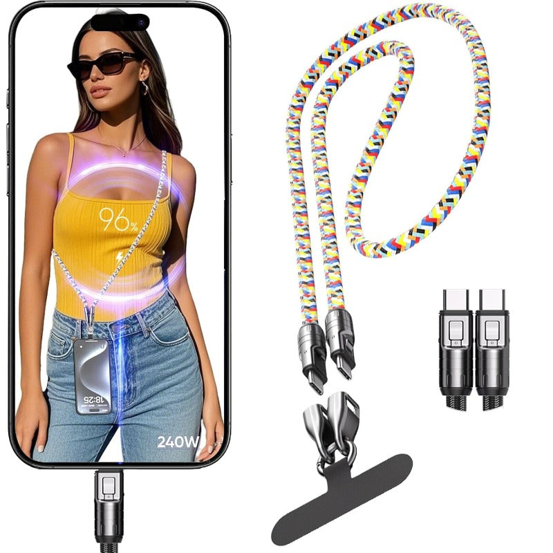 2-in-1 240W Lanyard Charging Cable for USB-C