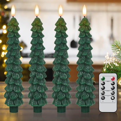 🎁🎄 Flameless Christmas Tree Candles with Remote Timer🎄