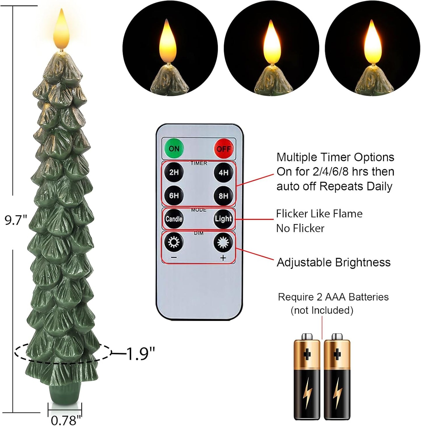 🎁🎄 Flameless Christmas Tree Candles with Remote Timer🎄