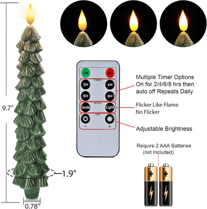 🎁🎄 Flameless Christmas Tree Candles with Remote Timer🎄