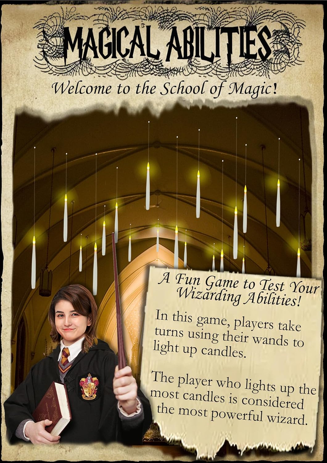 🎄✨ Floating Christmas Candles with Magic Wand Remote ✨