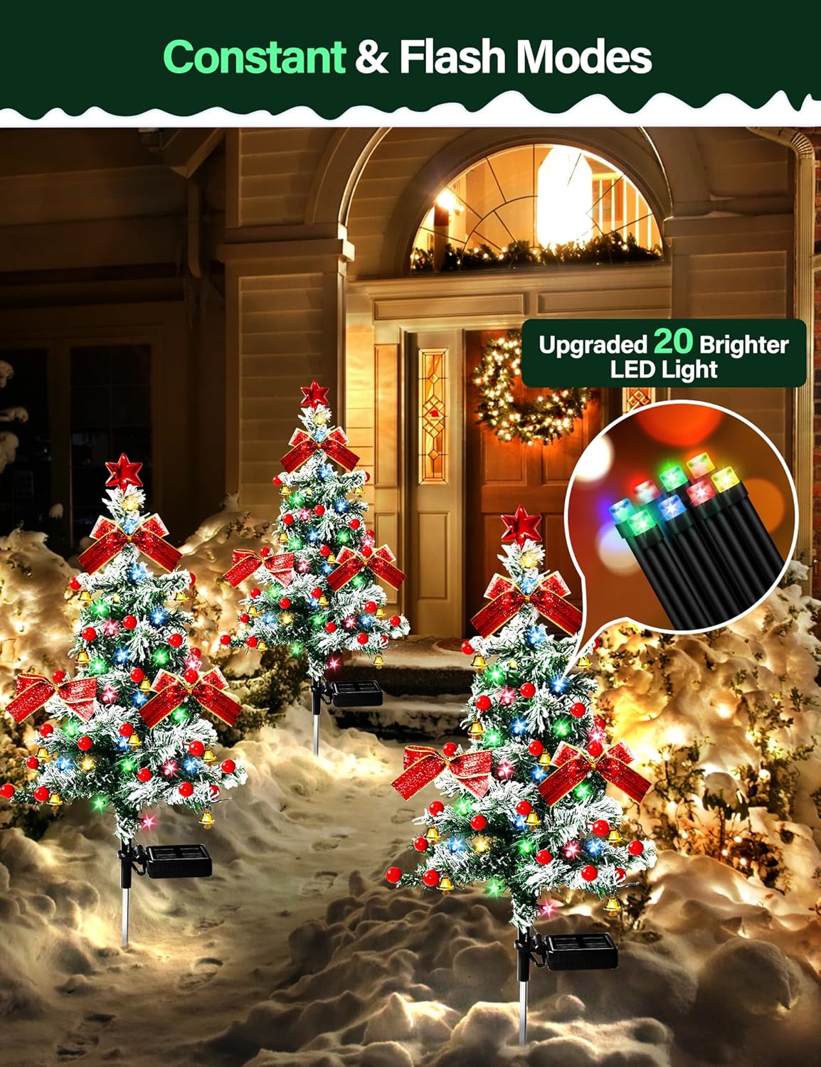 🎄 Solar Christmas Tree Lights – Buy One Get One Free (2 Pack)! Light Up Your Holiday Magic!