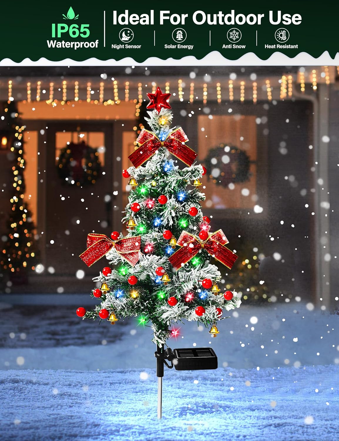 🎄 Solar Christmas Tree Lights – Buy One Get One Free (2 Pack)! Light Up Your Holiday Magic!