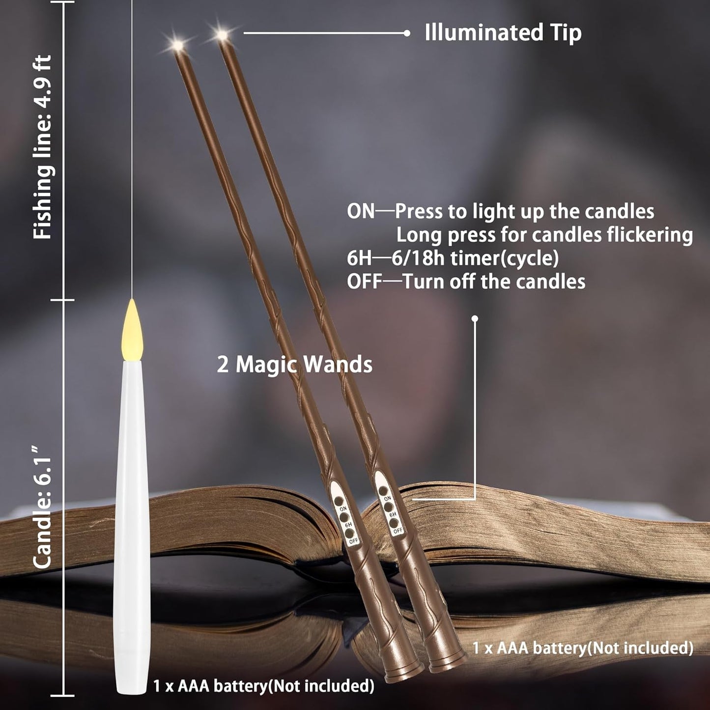 🎄✨ Floating Christmas Candles with Magic Wand Remote ✨