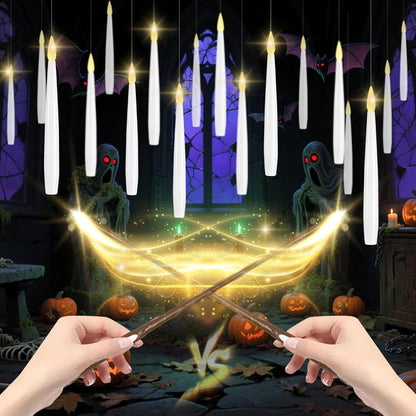 🎄✨ Floating Christmas Candles with Magic Wand Remote ✨