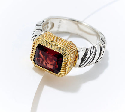 💎Two-Tone Gemstone Ring – Bold, Beautiful, and Brilliant