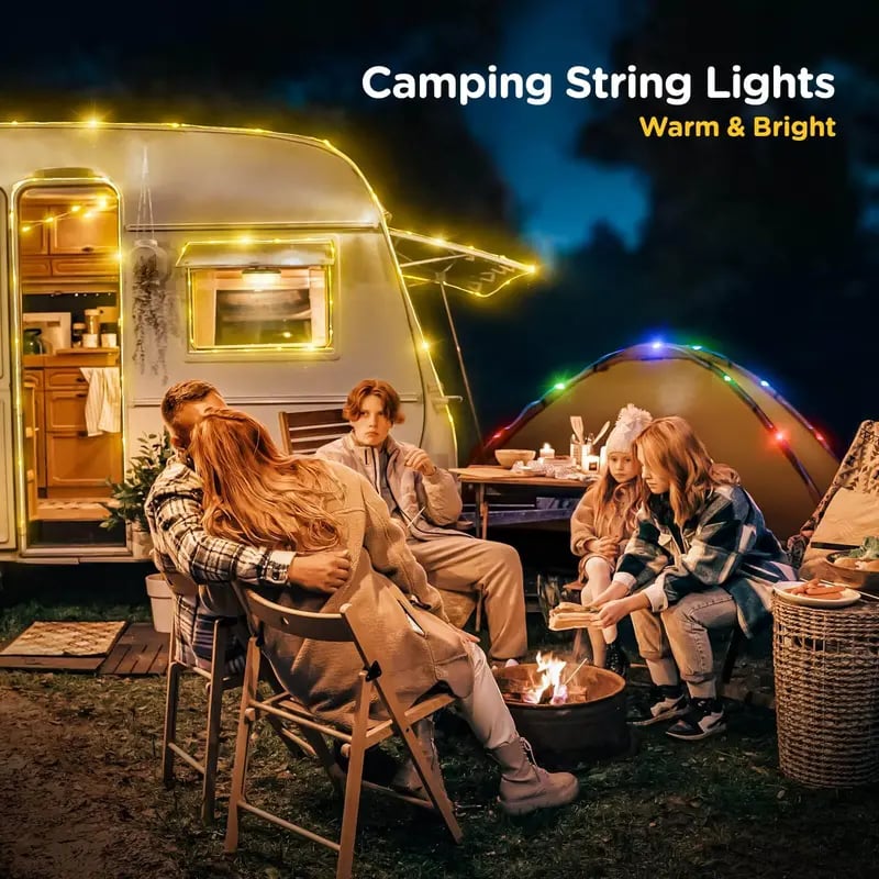 ✨ Portable 4-in-1 Camping Lights – Switchable Warm & Color Lighting for Any Mood!
