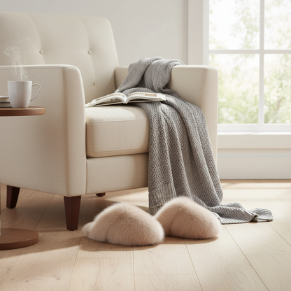 Fluffy Plush Closed-Toe Slippers – Stay Warm, Soft & Stylish This Fall!