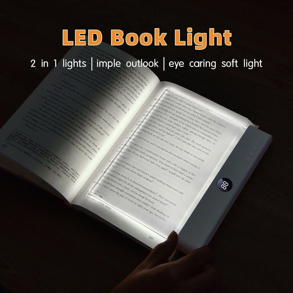 📘 Rechargeable Flat Book Light – Clear LED Reading Lamp with 3 Colors & Timer