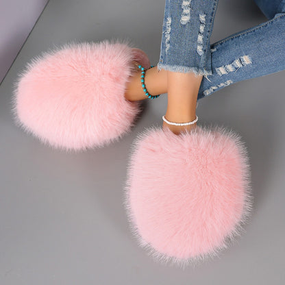 Fluffy Plush Closed-Toe Slippers – Stay Warm, Soft & Stylish This Fall!