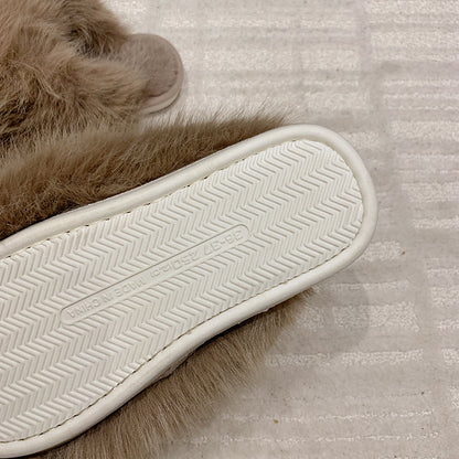Fluffy Plush Closed-Toe Slippers – Stay Warm, Soft & Stylish This Fall!