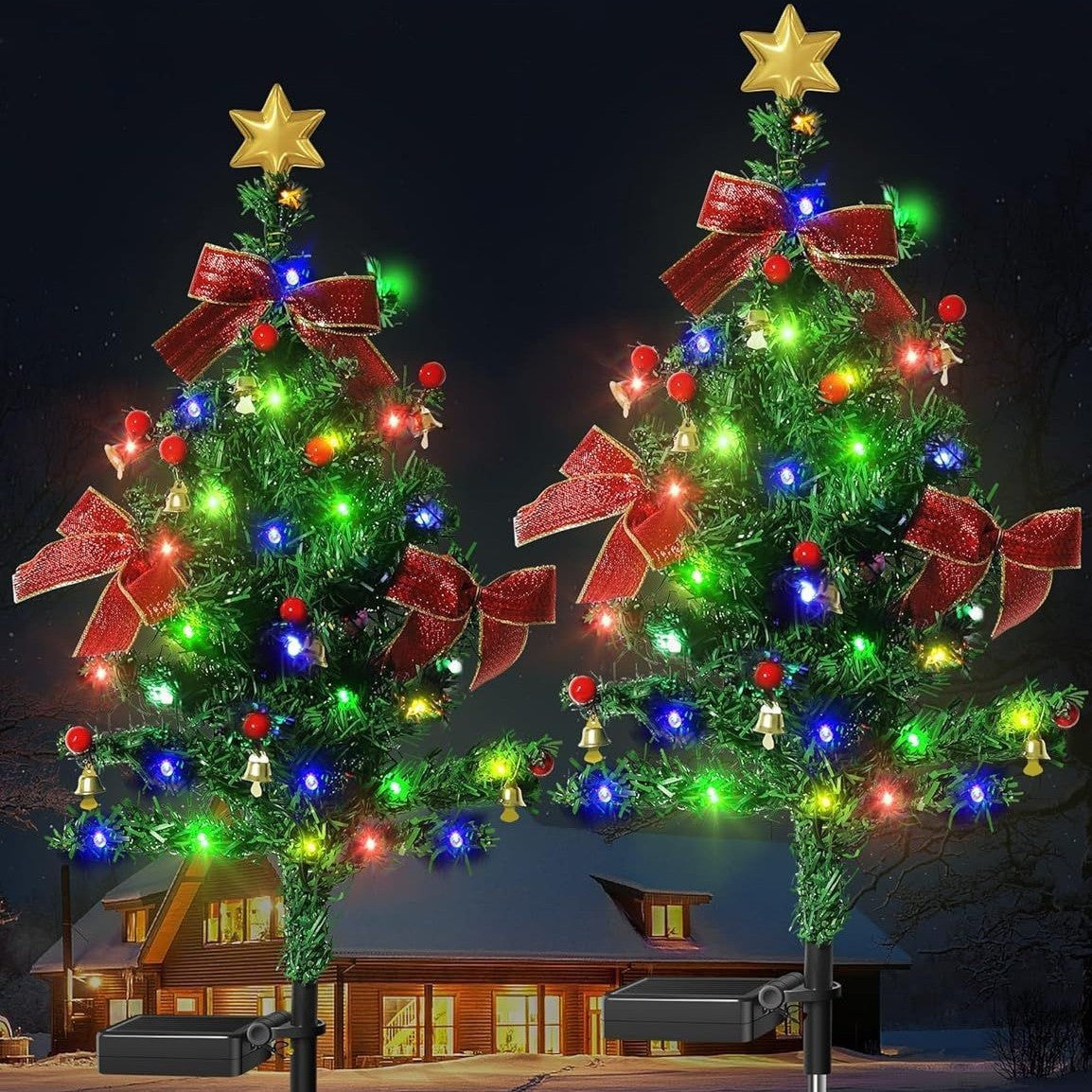 🎄 Solar Christmas Tree Lights – Buy One Get One Free (2 Pack)! Light Up Your Holiday Magic!