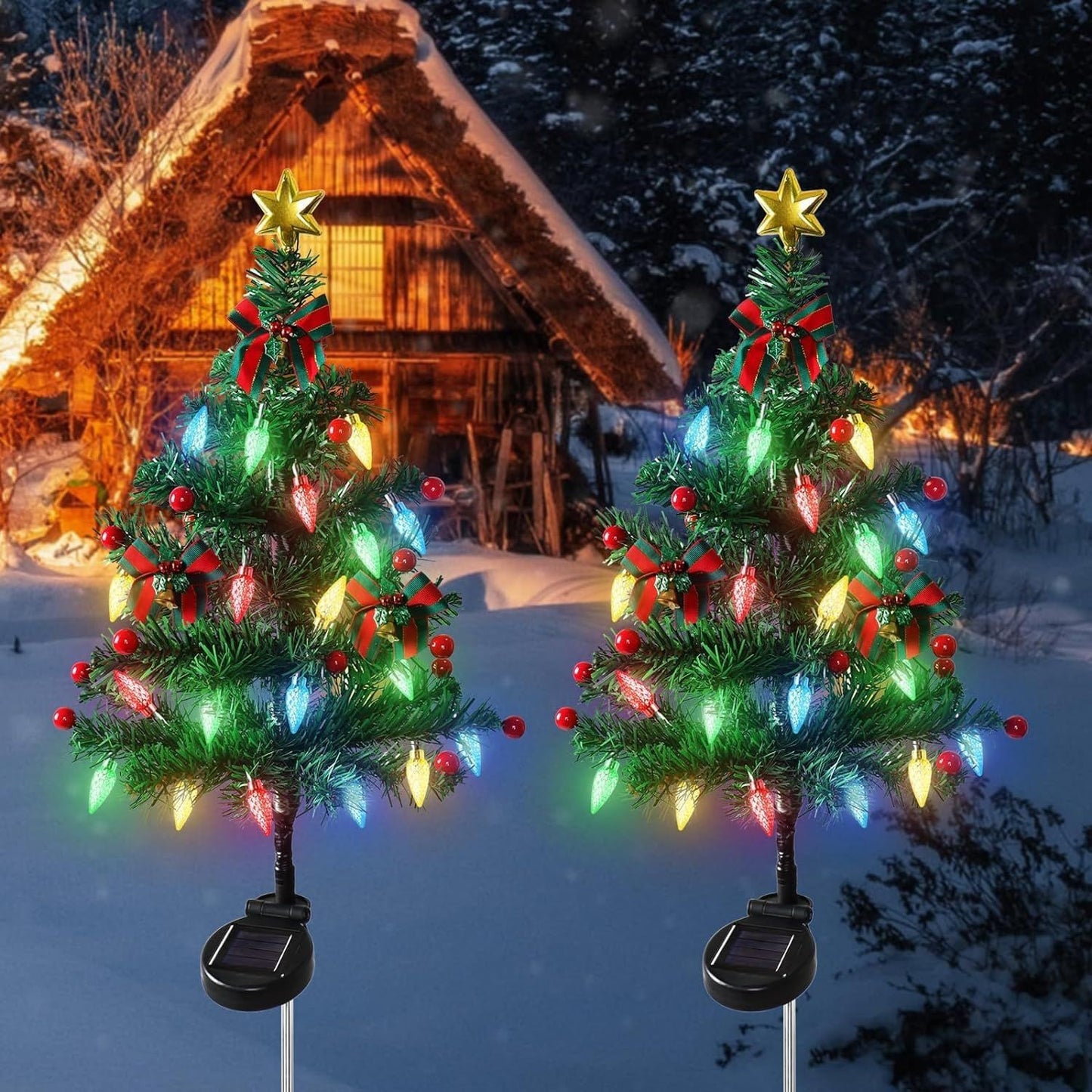 🎄 Solar Christmas Tree Lights – Buy One Get One Free (2 Pack)! Light Up Your Holiday Magic!