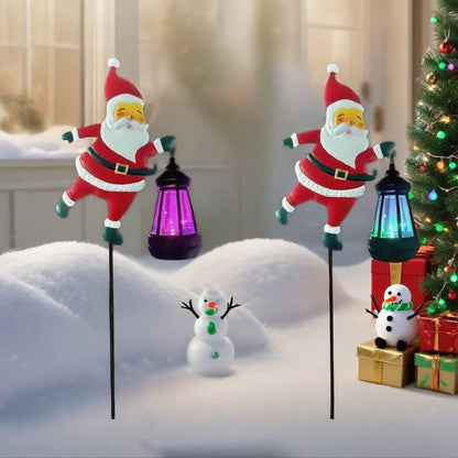 Solar Santa Watering Can Garden Light with Cascading LED Lights – Outdoor Waterproof Christmas Stake Light