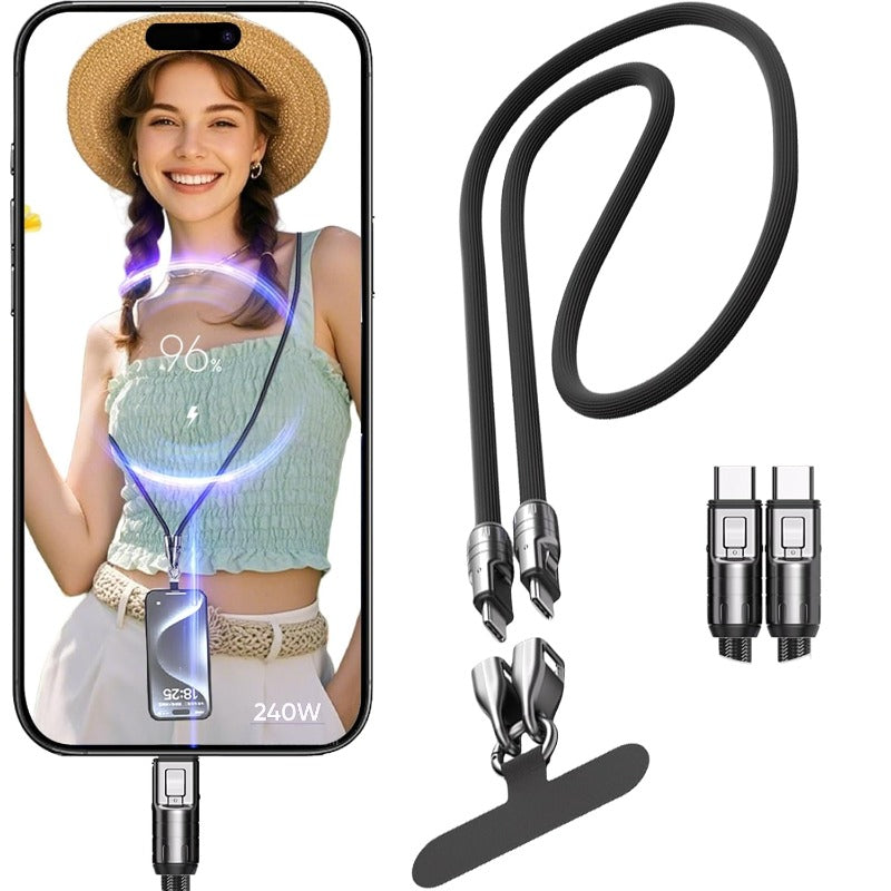 2-in-1 240W Lanyard Charging Cable for USB-C