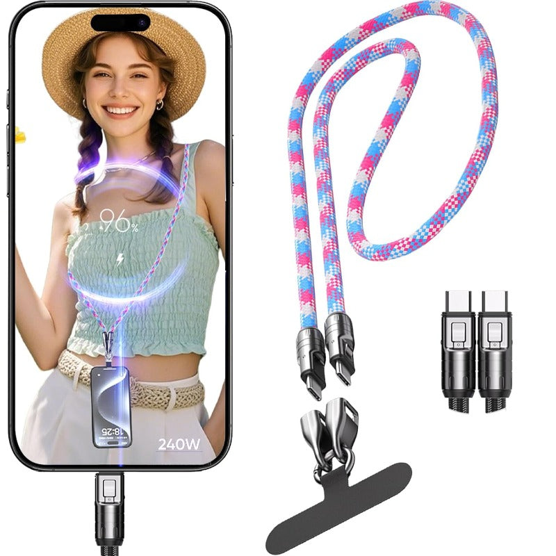 2-in-1 240W Lanyard Charging Cable for USB-C
