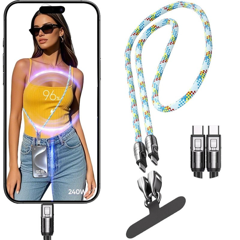 2-in-1 240W Lanyard Charging Cable for USB-C