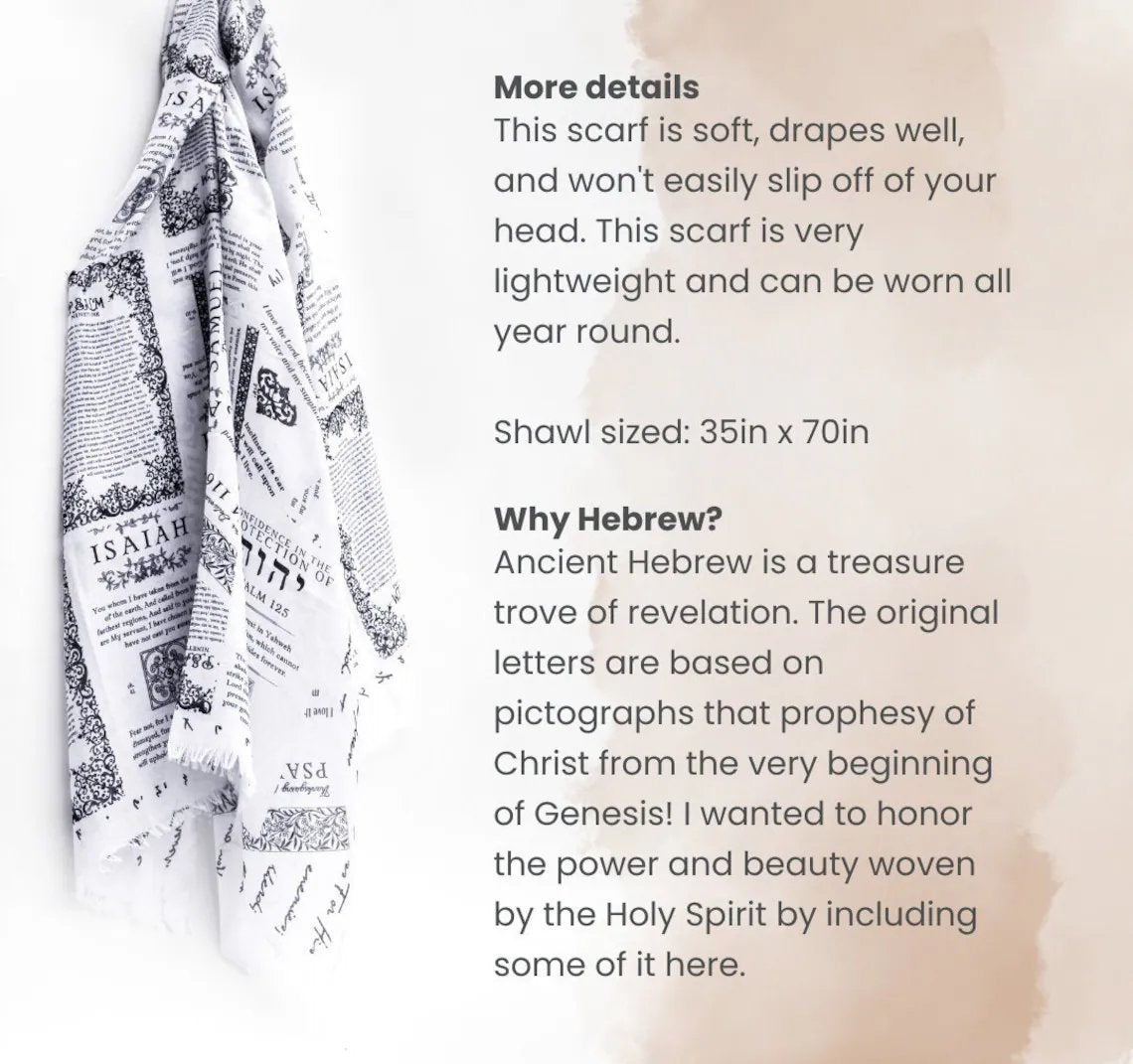 ✝️Handcrafted Christian Prayer Shawl: Protection Bible Verse Scarf, Yeshua Scripture Wrap🙏