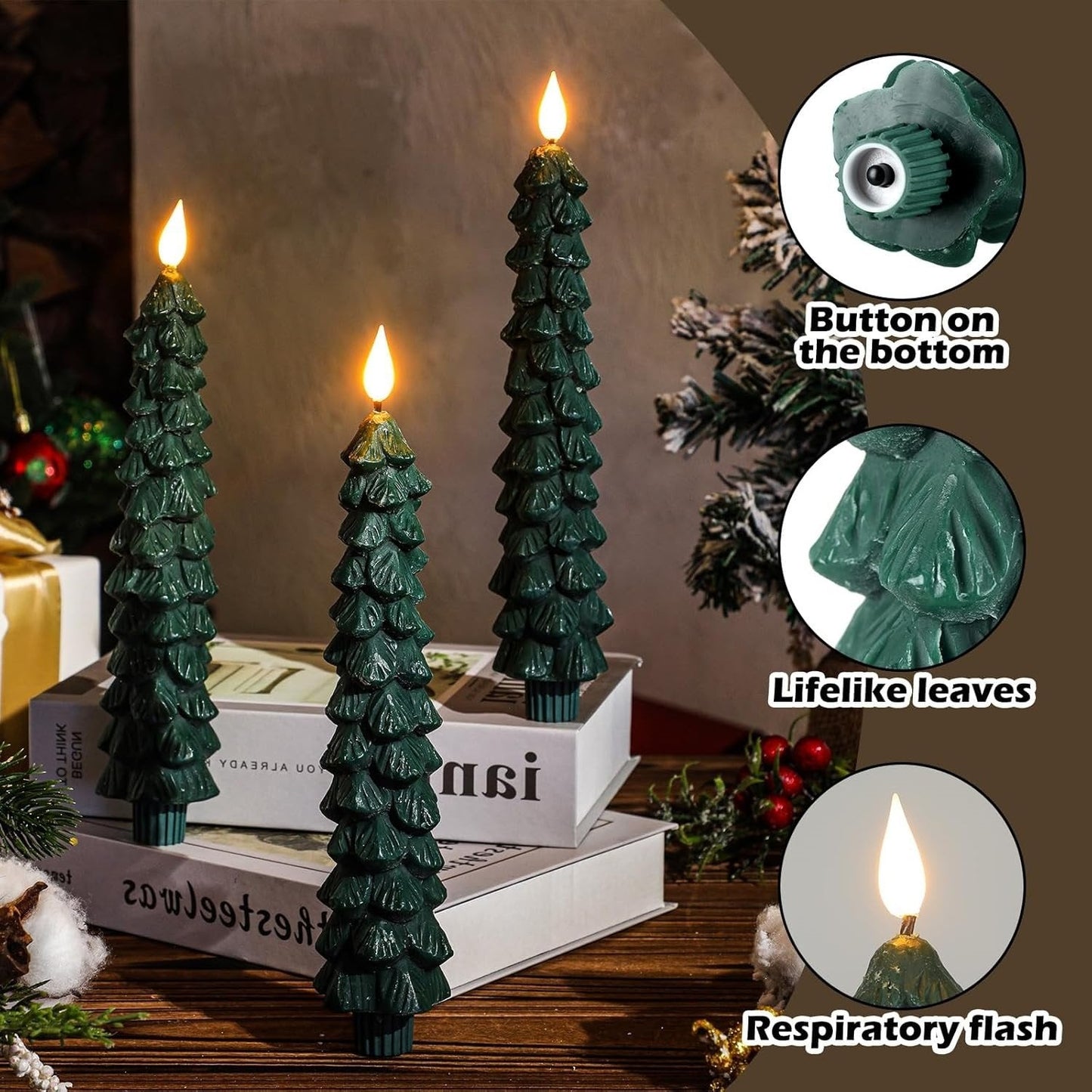 🎁🎄 Flameless Christmas Tree Candles with Remote Timer🎄